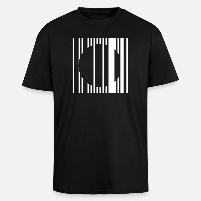 Vertical Stripe Circle - Unisex Oversized Heavyweight T-shirt - black