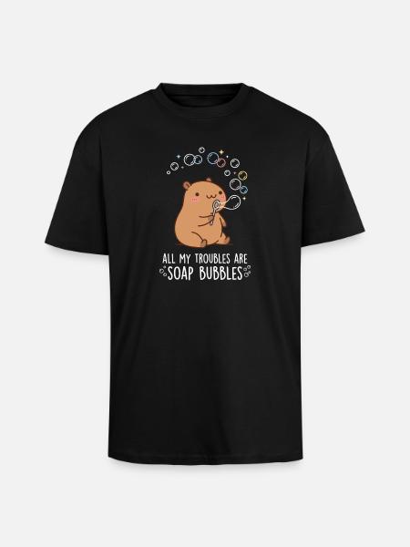 All My Troubles Are Soap Bubbles - Unisex Oversized Heavyweight T-shirt - black