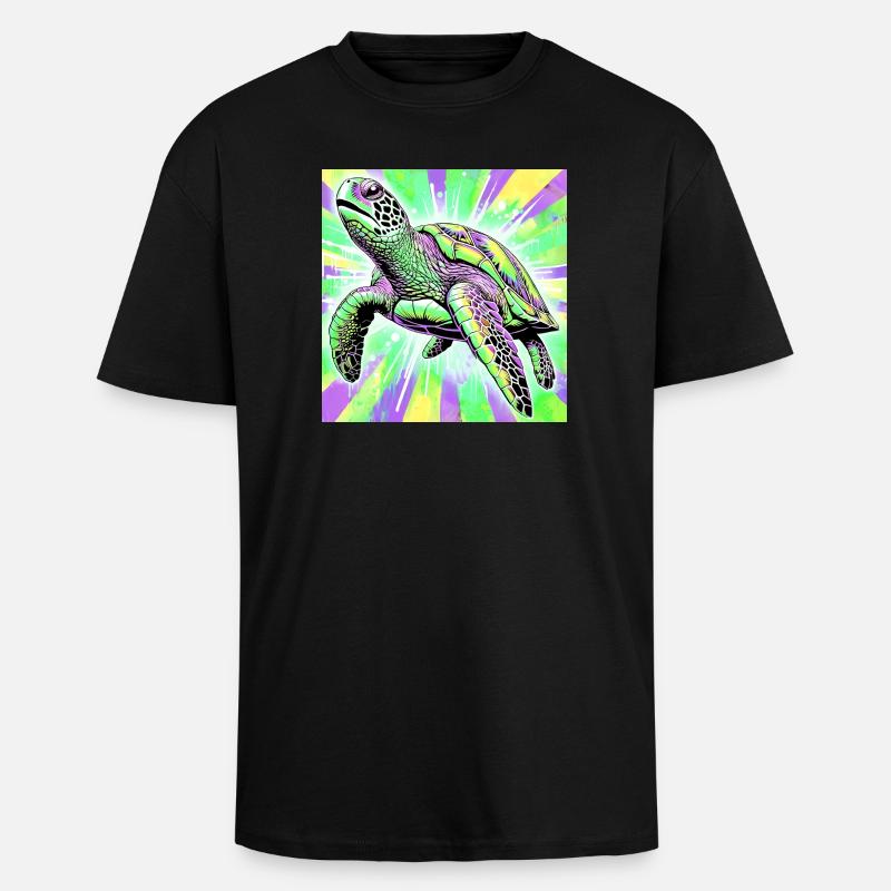 tortue - T-shirt unisexe oversize épais - noir
