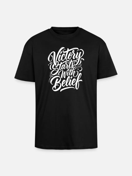 Victory Starts With Belief - Unisex Oversized Heavyweight T-shirt - black