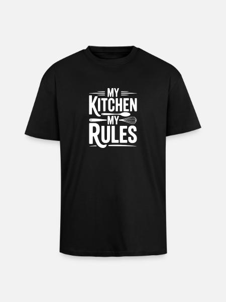 My Kitchen My Rules - Unisex Oversized Heavyweight T-shirt - black