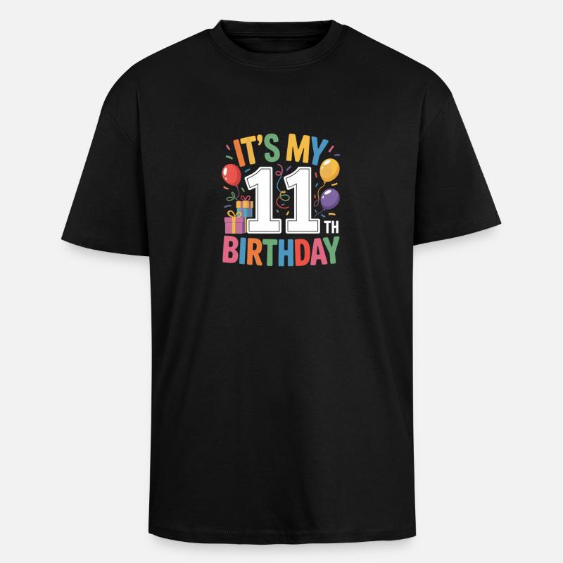 11e anniversaire - T-shirt unisexe oversize épais - noir
