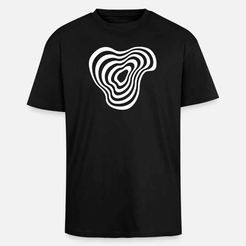 Concentric Lines Ripple - Unisex Oversized Heavyweight T-shirt - black
