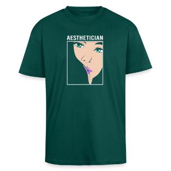 Beautician Make-up Cosmetics - Unisex Oversized Heavyweight T-shirt - hunter green - Front - Alina (178cm) & Michal (187cm)
