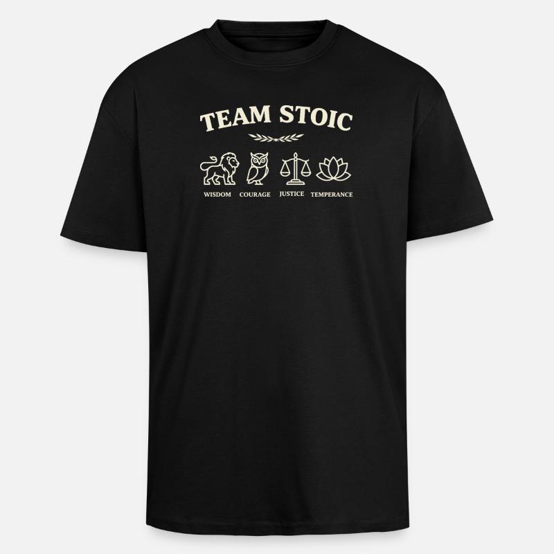 Team Stoic Virtues - Unisex Oversized Heavyweight T-shirt - black