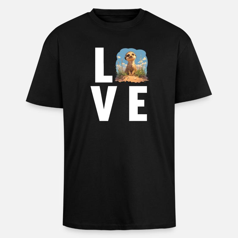 Suricate Erdmännchen - T-shirt unisexe oversize épais - noir