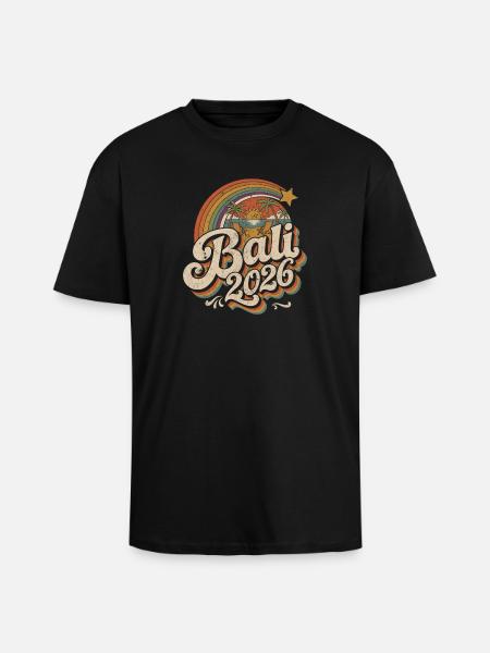 Bali 2026 Retro Sunset Beach - Unisex Oversized Heavyweight T-shirt - black