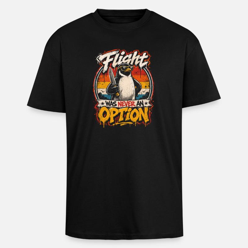 Combative penguin: Never an option - Unisex Oversized Heavyweight T-shirt - black