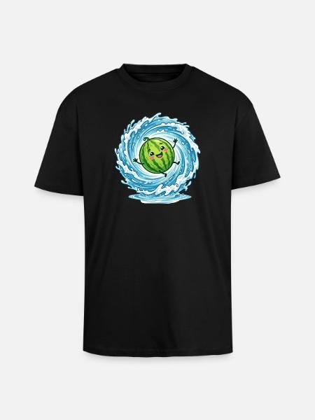 Splashing Watermelon Summer Pool Vibes Ladies - Unisex Oversized Heavyweight T-shirt - black