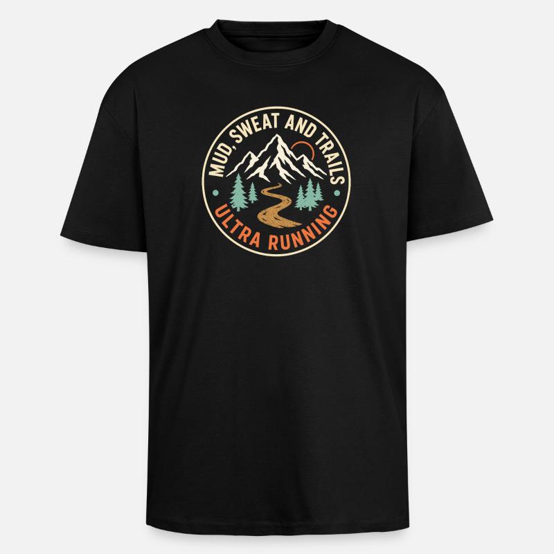 Course ultra sur les sentiers - T-shirt unisexe oversize épais - noir