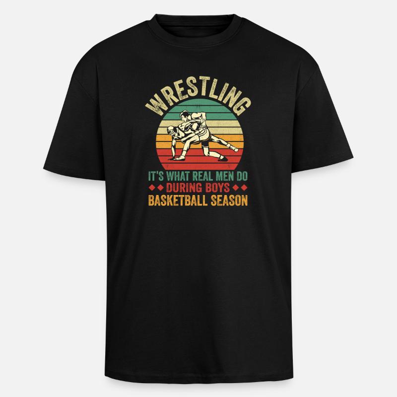 Ringen vs Basketball Retro-Design - Oversized Heavyweight Unisex T-Shirt - Schwarz