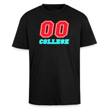 00 College Neon Emblem - Unisex Oversized Heavyweight T-shirt - black - Front - Alina (178cm) & Michal (187cm)