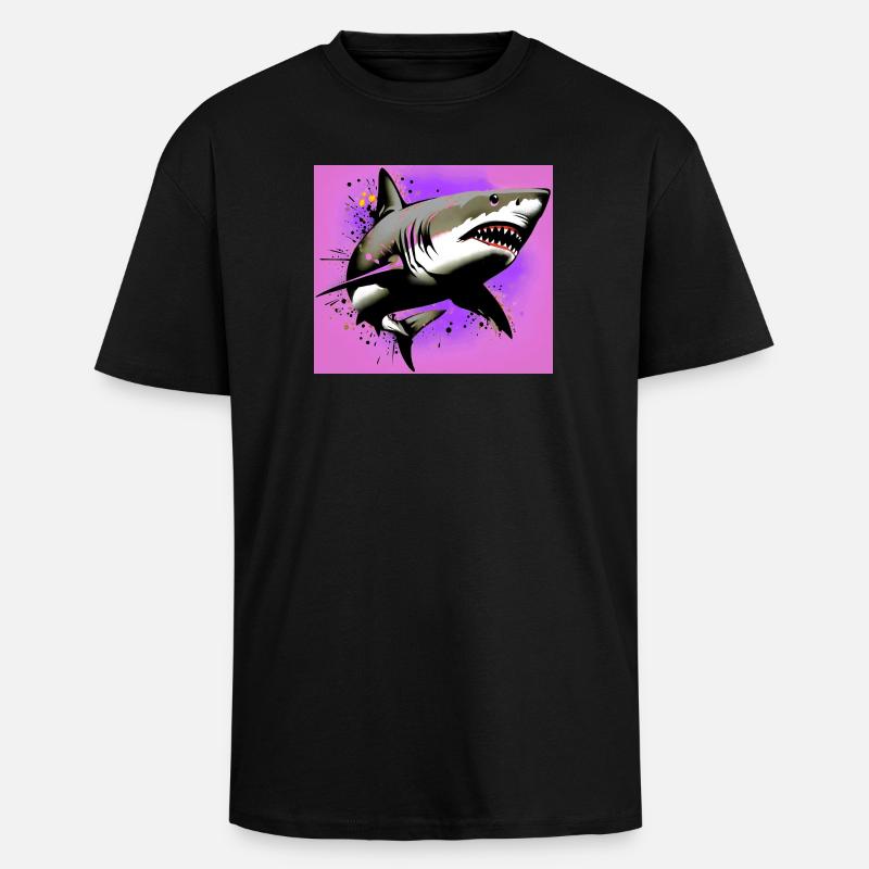 Requin - T-shirt unisexe oversize épais - noir