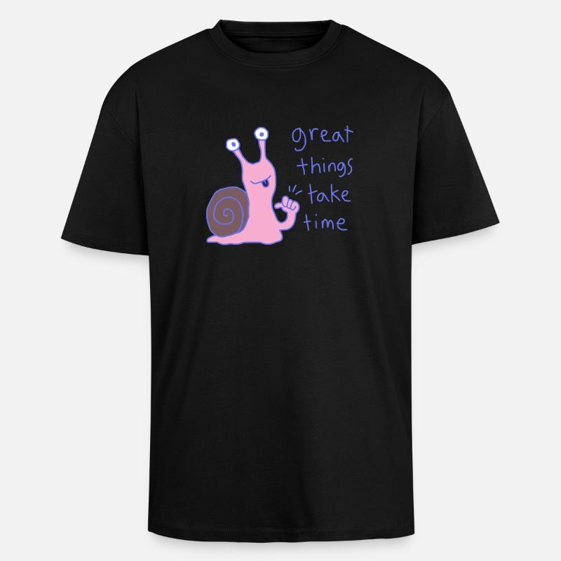 Große Dinge brauchen Zeit - Oversized Heavyweight Unisex T-Shirt - Schwarz