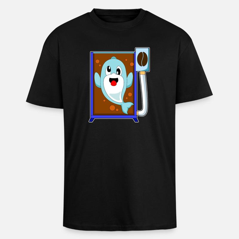 Delfin Kaffeebohne Kaffee - Oversized Heavyweight Unisex T-Shirt - Schwarz