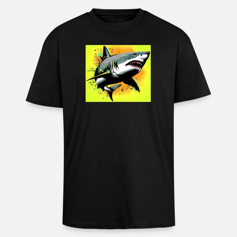 Requin - T-shirt unisexe oversize épais - noir