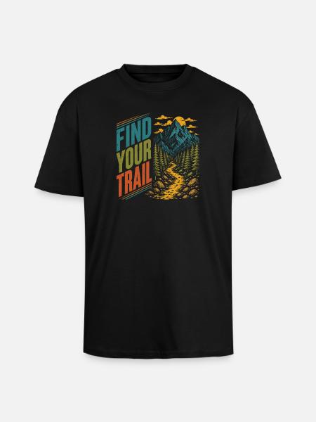 Mountains - Find Your Trail - Unisex Oversized Heavyweight T-shirt - black