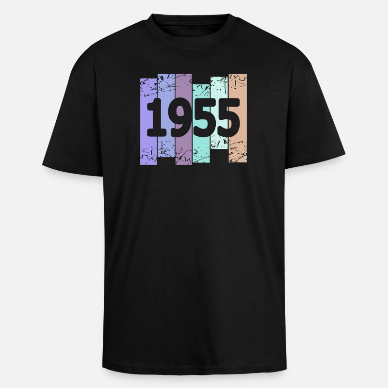 1955 - T-shirt unisexe oversize épais - noir