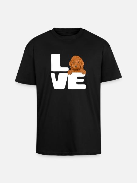 Puppy Love Typography - Unisex Oversized Heavyweight T-shirt - black