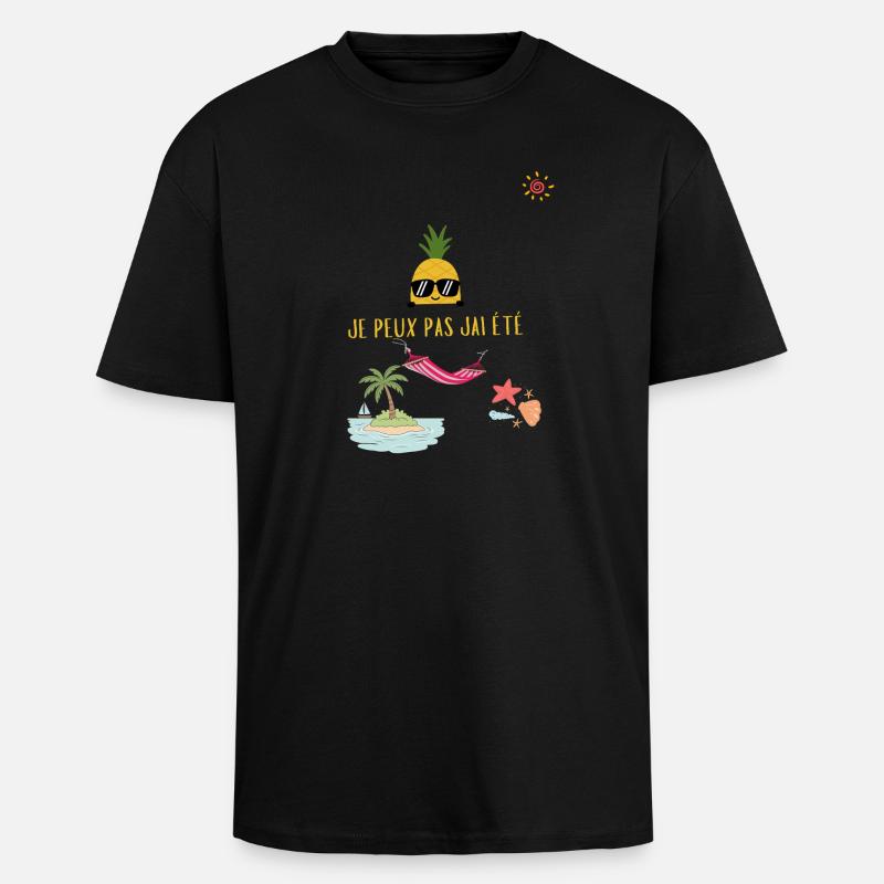 Ananas chic été hamac - T-shirt unisexe oversize épais - noir