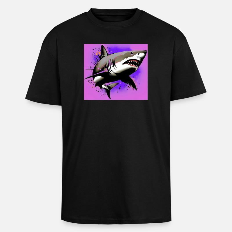 Requin - T-shirt unisexe oversize épais - noir