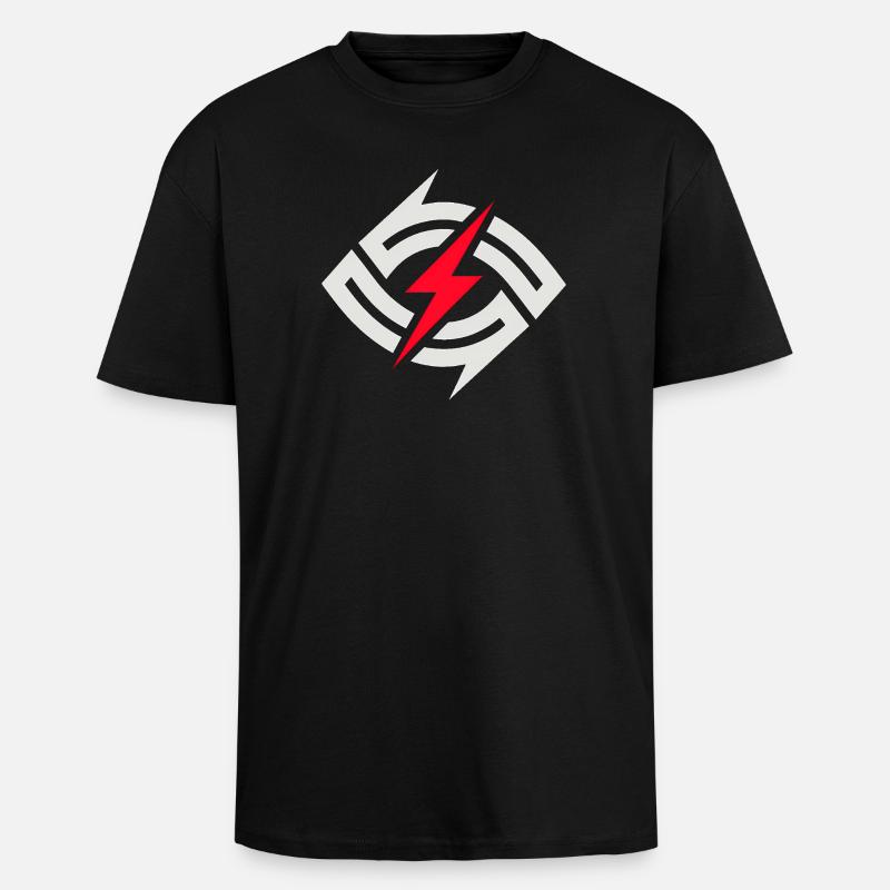 Circular Flash Contrast - Unisex Oversized Heavyweight T-shirt - black