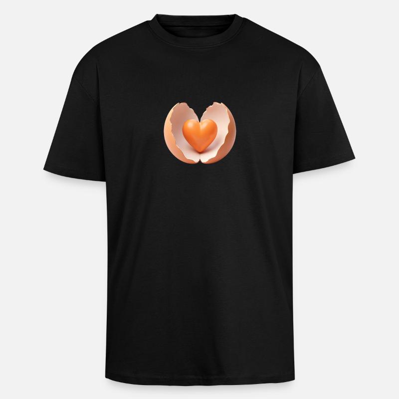 Heart in Broken Eggshell - Unisex Oversized Heavyweight T-shirt - black