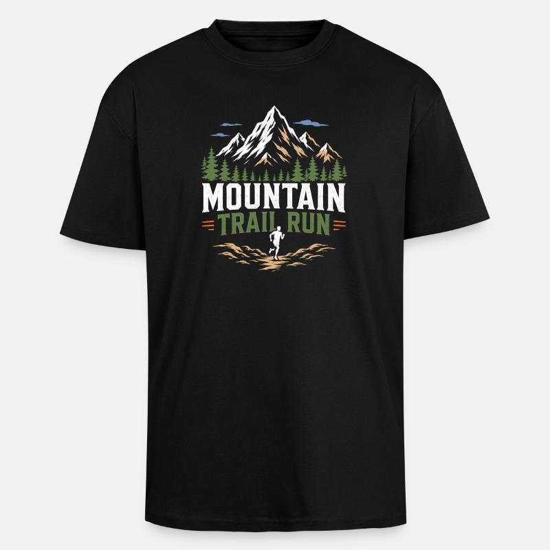 Mountain Trail Run - Unisex Oversized Heavyweight T-shirt - black