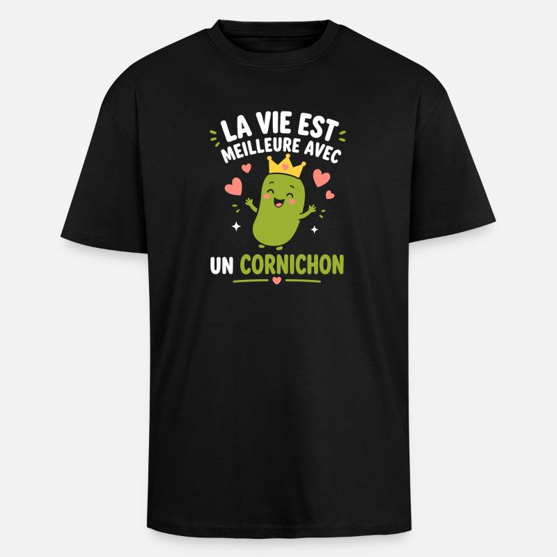 Cornichon - T-shirt unisexe oversize épais - noir