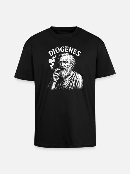 Diogenes Ancient Philosopher Smoke Portrait - Unisex Oversized Heavyweight T-shirt - black