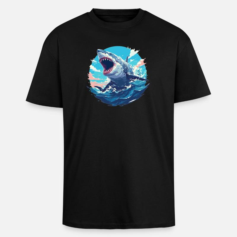 Requins Requin - T-shirt unisexe oversize épais - noir