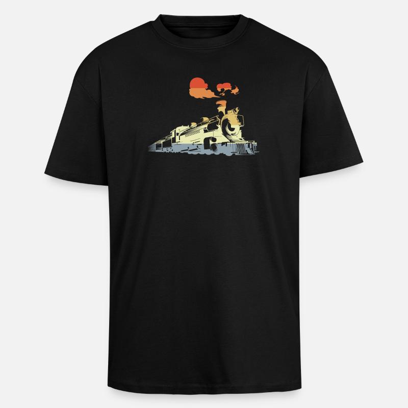 Oldtimer Dampfzug - Oversized Heavyweight Unisex T-Shirt - Schwarz
