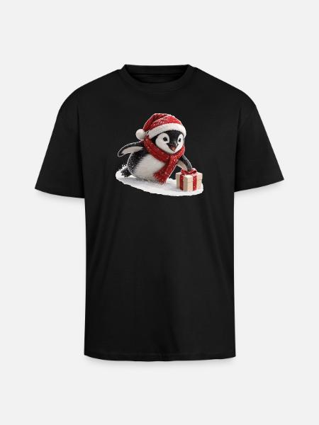 Weihnachts Pinguin - Oversized Heavyweight Unisex T-Shirt - Schwarz
