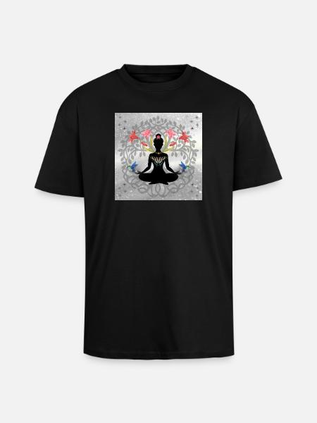 Mandala Butterfly Meditation Silhouette - Unisex Oversized Heavyweight T-shirt - black