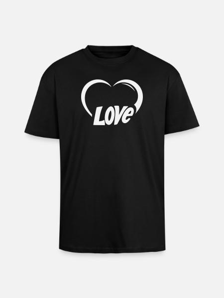 Heart Love Lettering - Unisex Oversized Heavyweight T-shirt - black