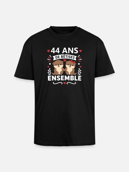 Loutres 44 Ans Ensemble - T-shirt unisexe oversize épais - noir