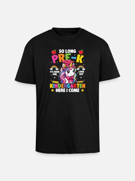 Adieu Pré-K Attention Fille de maternelle - T-shirt unisexe oversize épais - noir