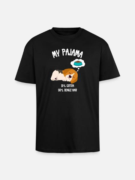 Hunde-Beagle-Haar-Pyjamas - Oversized Heavyweight Unisex T-Shirt - Schwarz