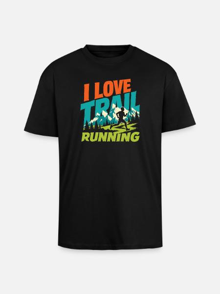 Ich liebe Trailrunning - Oversized Heavyweight Unisex T-Shirt - Schwarz
