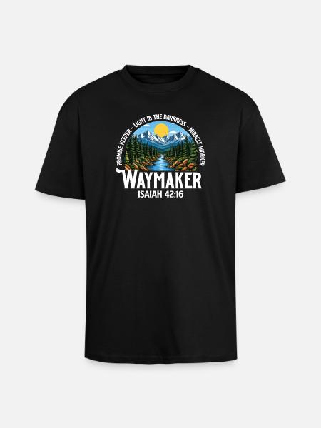 Waymaker Isaiah 42:16 Promise Keeper - Unisex Oversized Heavyweight T-shirt - black