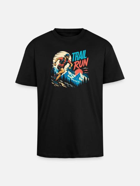 Trailrun - Oversized Heavyweight Unisex T-Shirt - Schwarz