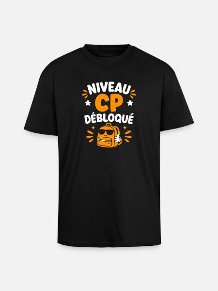 Niveau CP Débloqué Sac dos - T-shirt unisexe oversize épais - noir