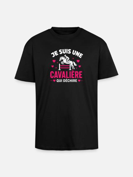 Cavalière qui déchire - T-shirt unisexe oversize épais - noir