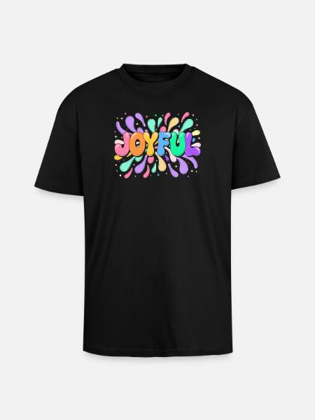 Happy Lettering in bunten Splittern - Oversized Heavyweight Unisex T-Shirt - Schwarz