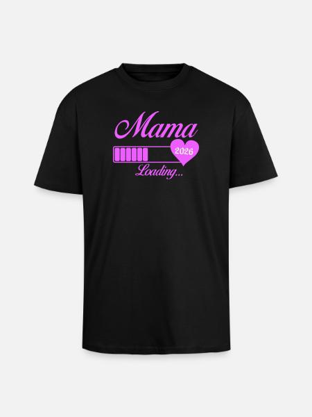 Mama 2026 Loading Herz - Oversized Heavyweight Unisex T-Shirt - Schwarz