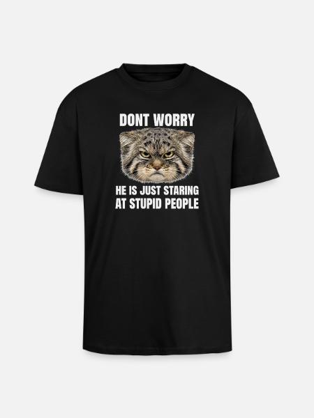 Pallas Kat Manul Kat Kat Humor Sarcasme - Unisex oversized T-shirt van zware kwaliteit - zwart