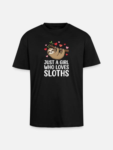 Mädchen liebt Faultiere - Oversized Heavyweight Unisex T-Shirt - Schwarz