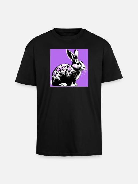 Kaninchen - Oversized Heavyweight Unisex T-Shirt - Schwarz