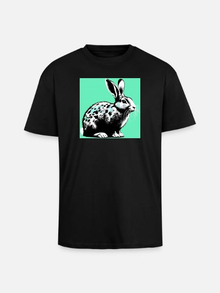 Kaninchen - Oversized Heavyweight Unisex T-Shirt - Schwarz