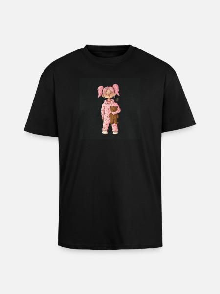 Mädchen Rosa Onesie mit Teddy - Oversized Heavyweight Unisex T-Shirt - Schwarz